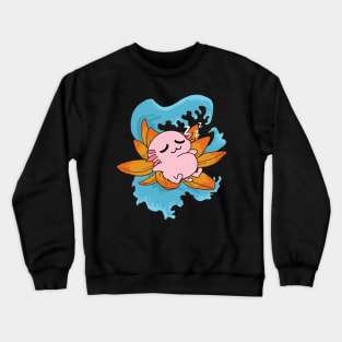 Anime Manga Axolotl Snaxolotl Kawaii Flower Axolotl Food Crewneck Sweatshirt